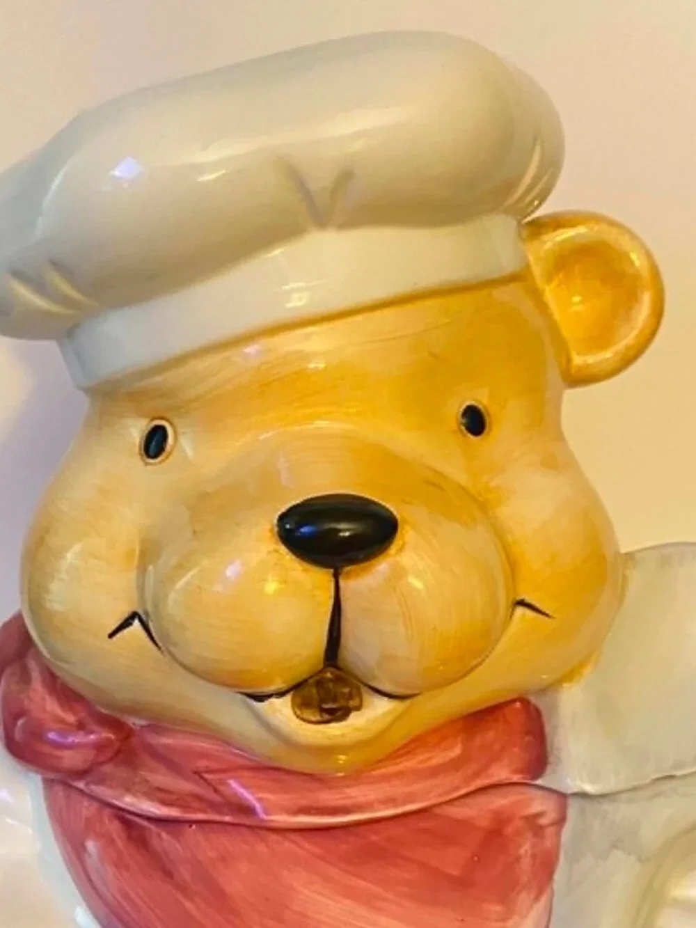 Vintage Sunshine Chef Bear Cookie Jar Ceramic Made in Taiwan w/ Lid Teddy Bear